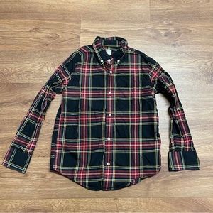 Crewcuts Black Red Tartan Plaid Long Sleeve Button Up Shirt Boys Size 10 J.Crew